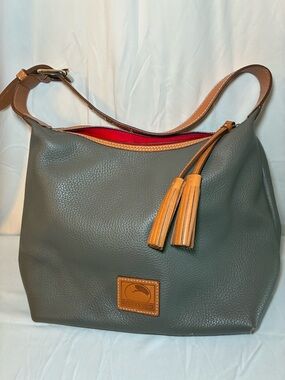 Dooney & Bourke Gray Pebble Grain Leather Paige Sac Hobo Bag